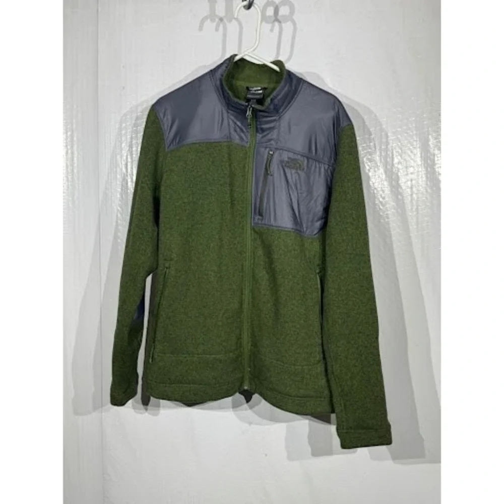 The North Face Fleece Jacket Mens XL Green Gray Full Zip Denali Style Coat